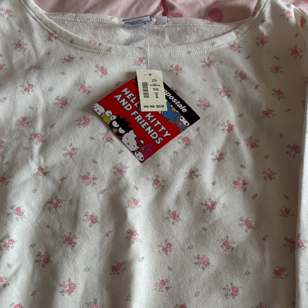 Hello Kitty Cream and Pink Floral Shirt